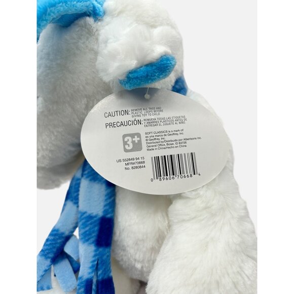 Chosun Soft Classics White Moose Plush 10" Blue Antlers Scarf Stuffed Animal - Picture 8 of 12